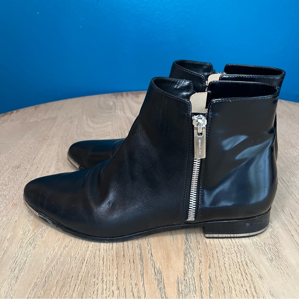 Michael Kors Black Patent Leather Moto Ankle Side Zip Boots Women’s 39.5 US 9 - Picture 4 of 11